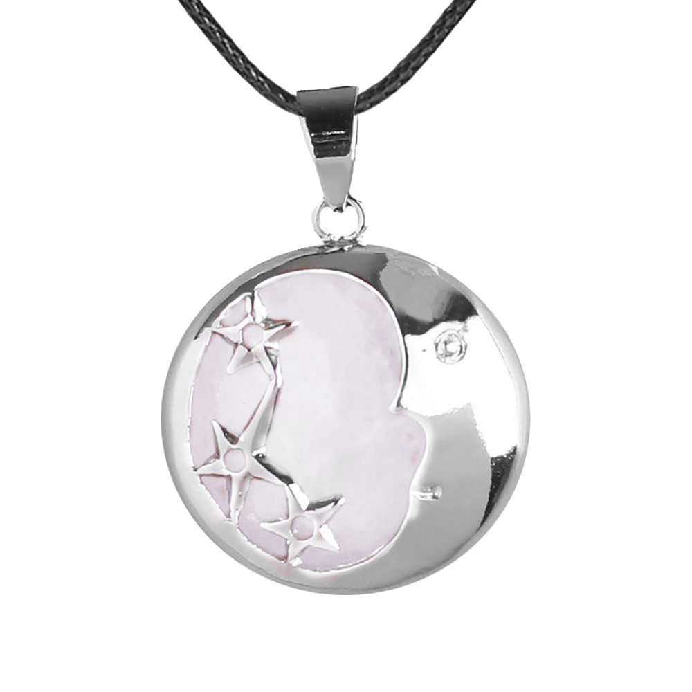 Starmoon Pendant Healing Crystal Pendant Necklace Natural Energy Gem Pendant Necklace