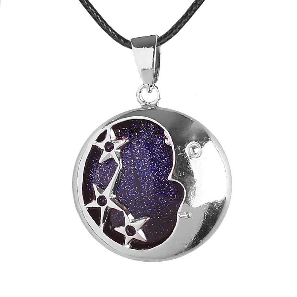 Starmoon Pendant Healing Crystal Pendant Necklace Natural Energy Gem Pendant Necklace