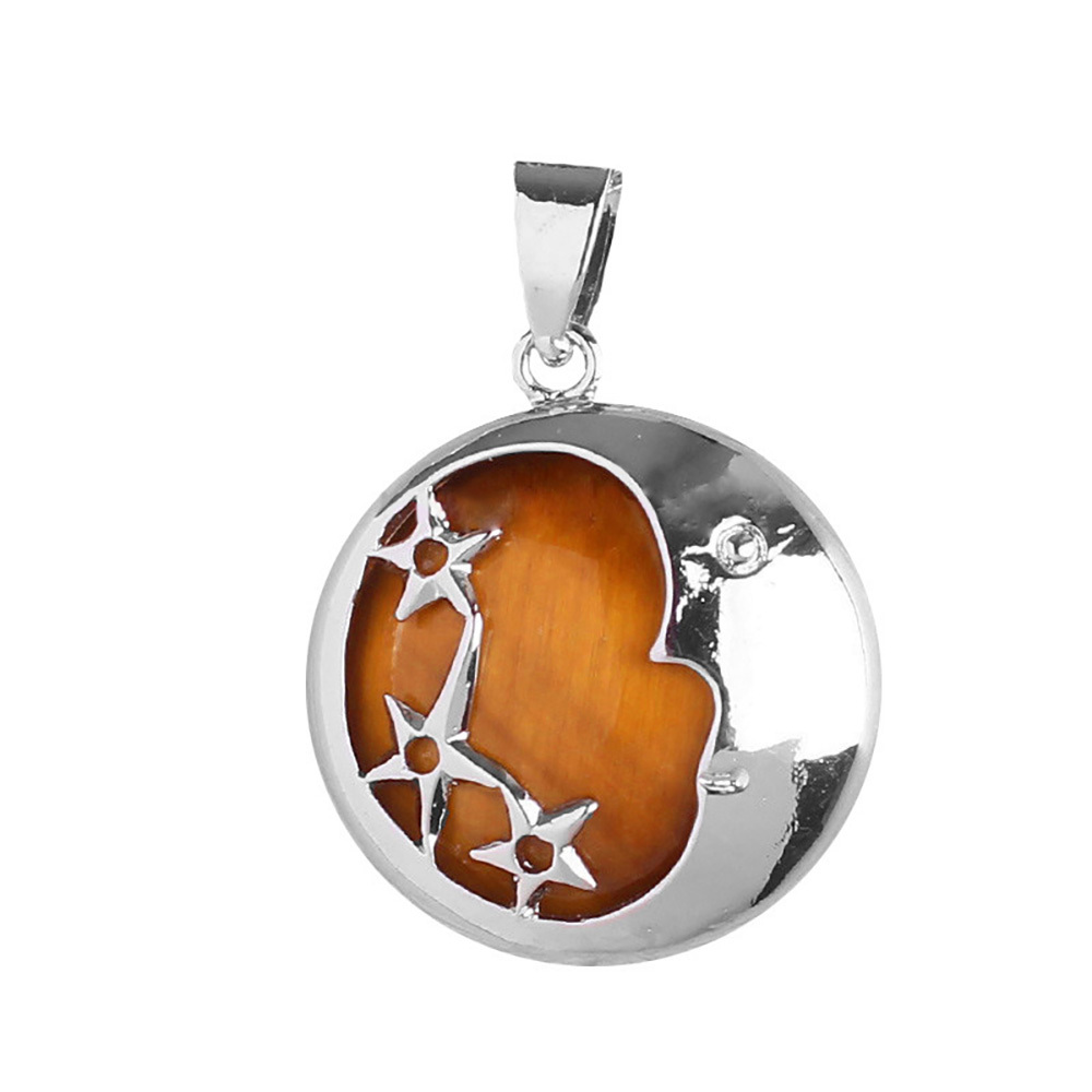 Starmoon Pendant Healing Crystal Pendant Necklace Natural Energy Gem Pendant Necklace