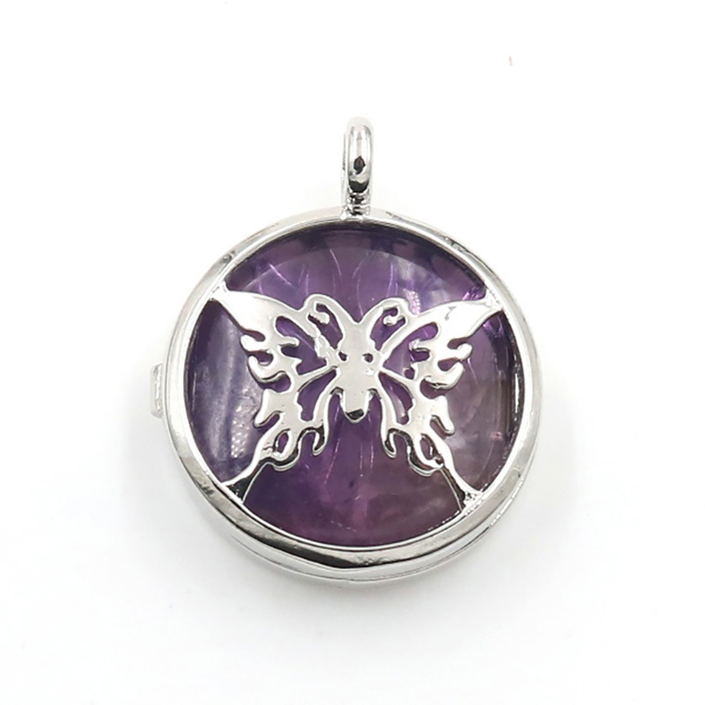 Hollow butterfly pendant box pendant healing crystal pendant necklace Reiki spirit energy gem