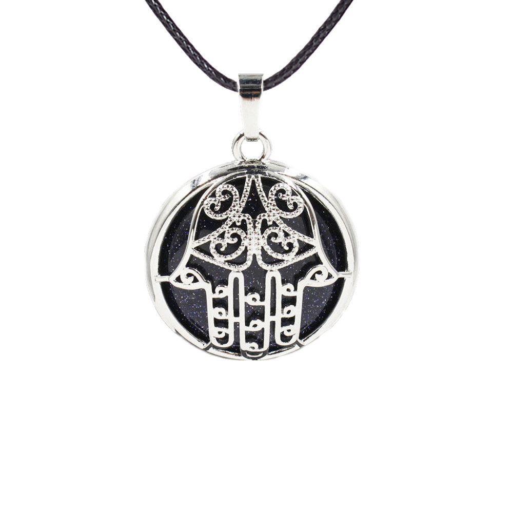 Buddha Palm Chakra Pendant Necklace Healing Crystal Pendant Necklace Reiki Spiritual Energy Gem