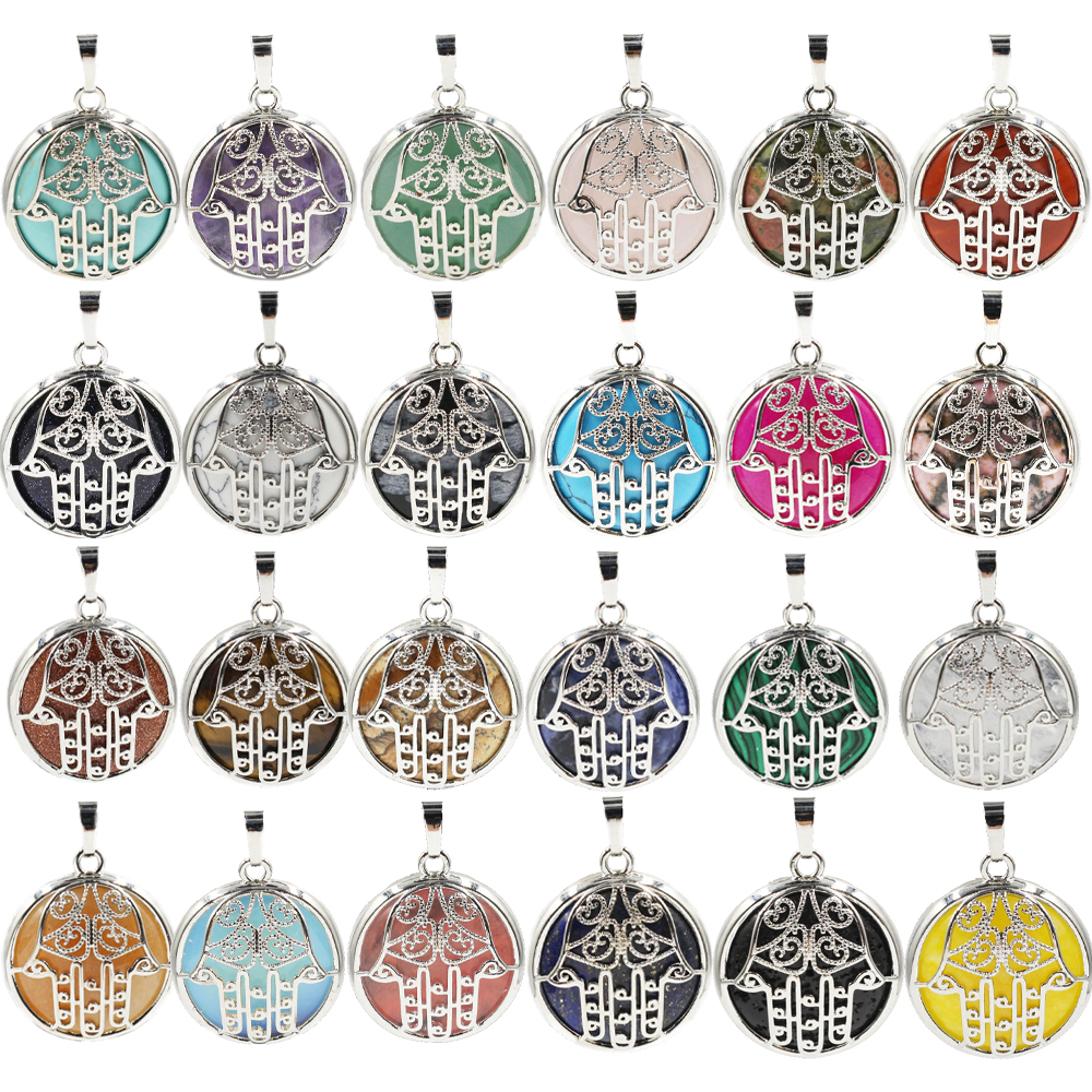 Buddha Palm Chakra Pendant Necklace Healing Crystal Pendant Necklace Reiki Spiritual Energy Gem