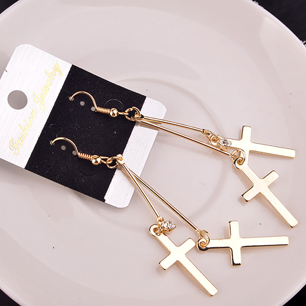 Retro simple cross earrings and diamond earrings for the best gifts