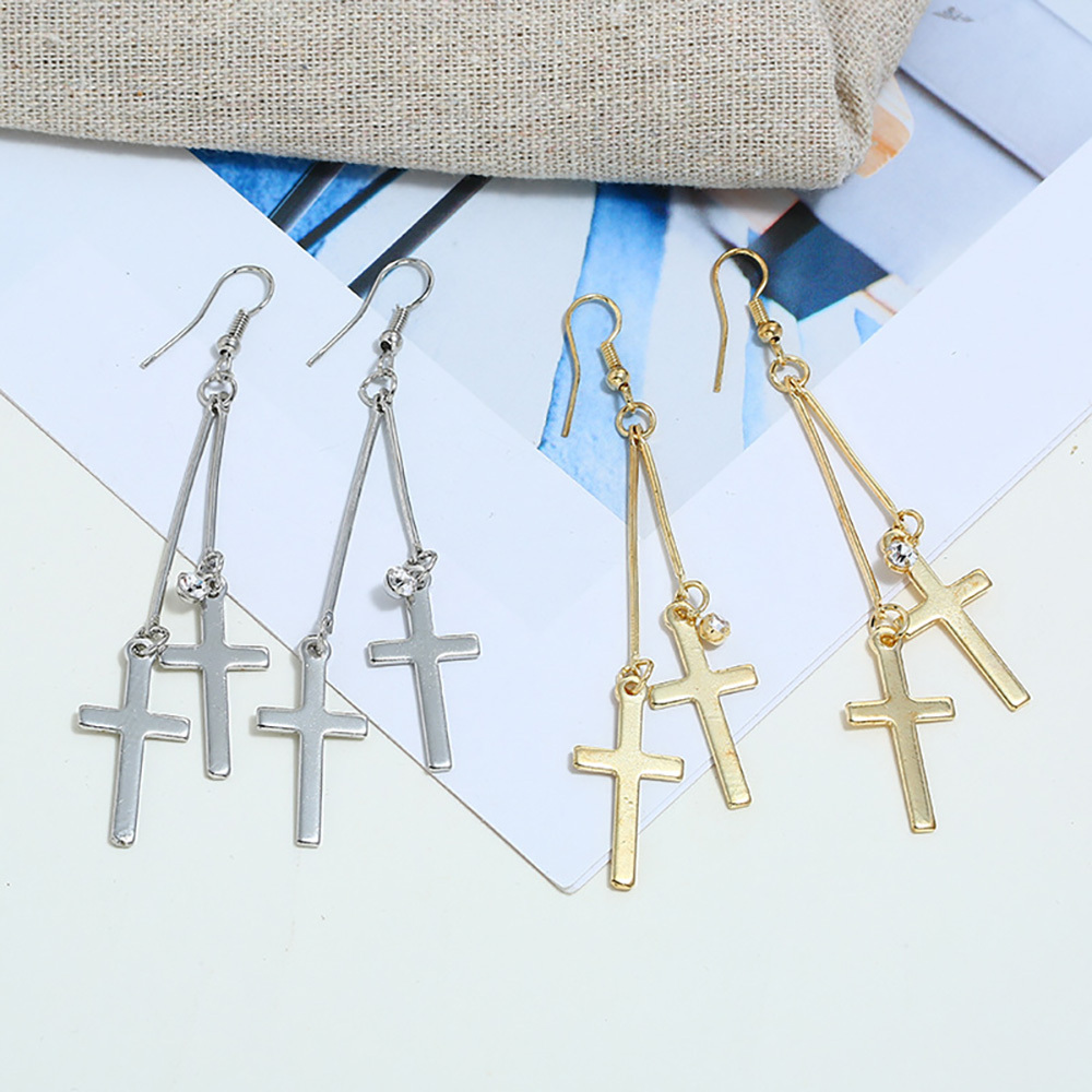 Retro simple cross earrings and diamond earrings for the best gifts