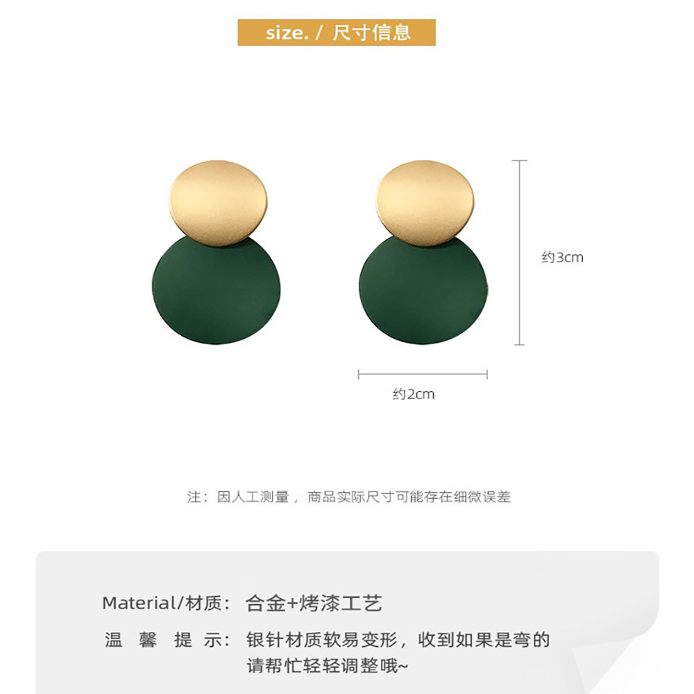 Contrast color geometric round metal earrings with individual studs