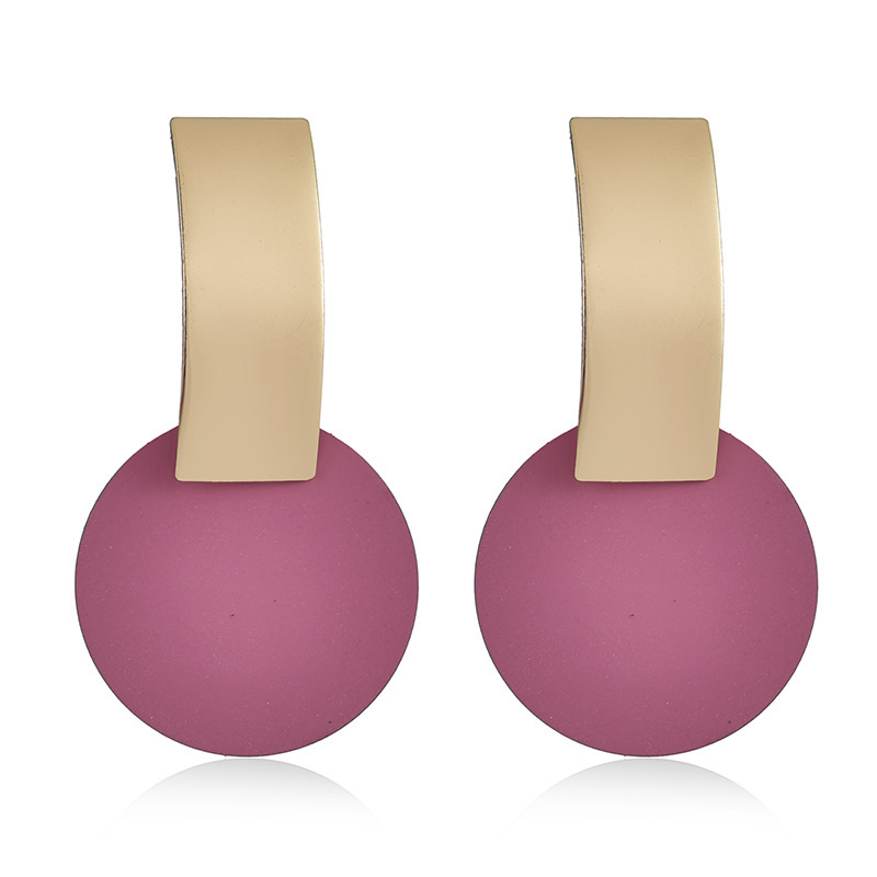 Fashionable asymmetrical size round metal earrings with personalized studs