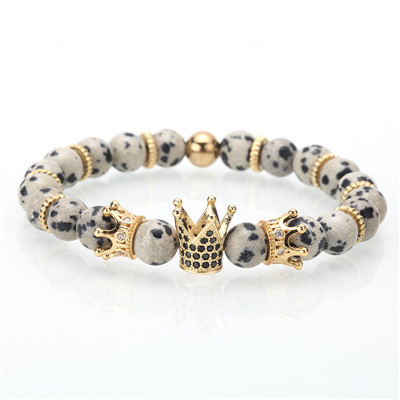 Stylish 8mm Crown Gold Round Bracelet with Copper Micro Zircon Crown Bracelet