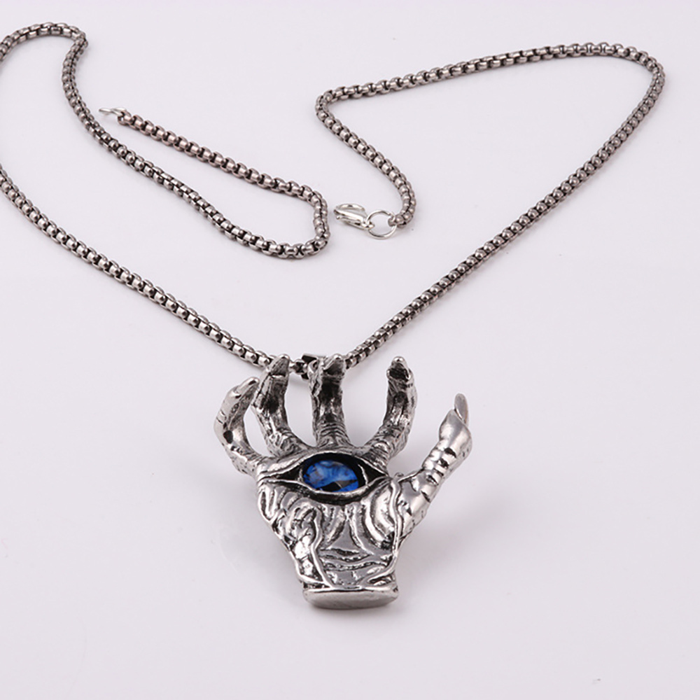 Retro pendant titanium steel demon hand sweater chain dragon claw eyes pendant