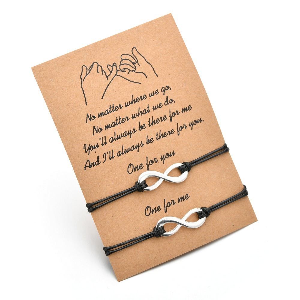 Card bracelet alloy 8 character hand woven adjustable couples bracelet gift