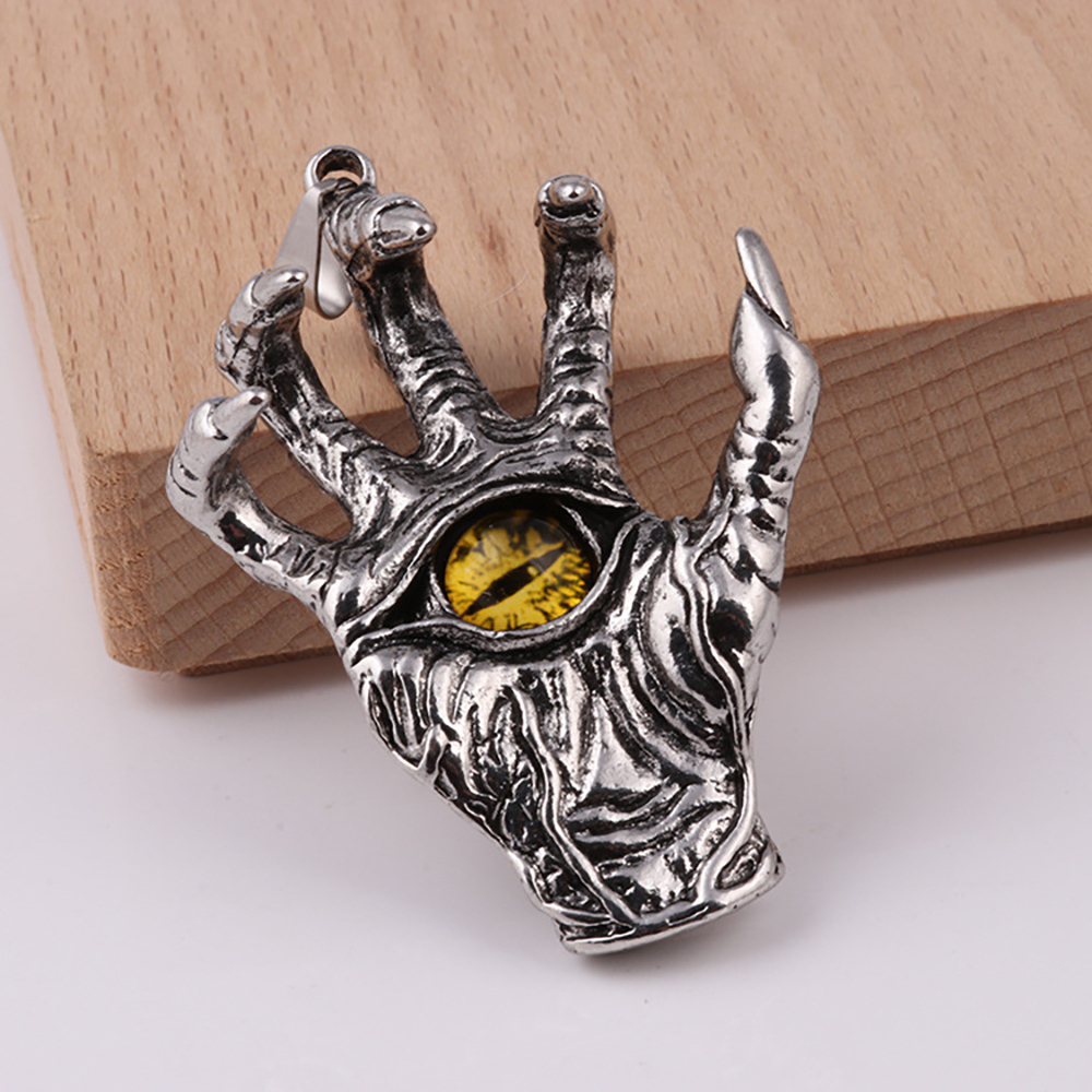 Retro pendant titanium steel demon hand sweater chain dragon claw eyes pendant
