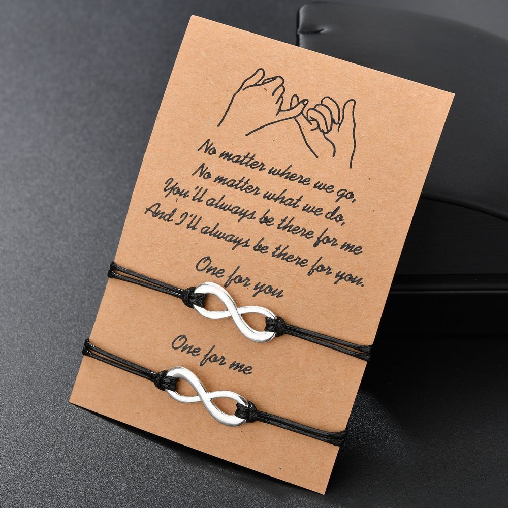 Card bracelet alloy 8 character hand woven adjustable couples bracelet gift