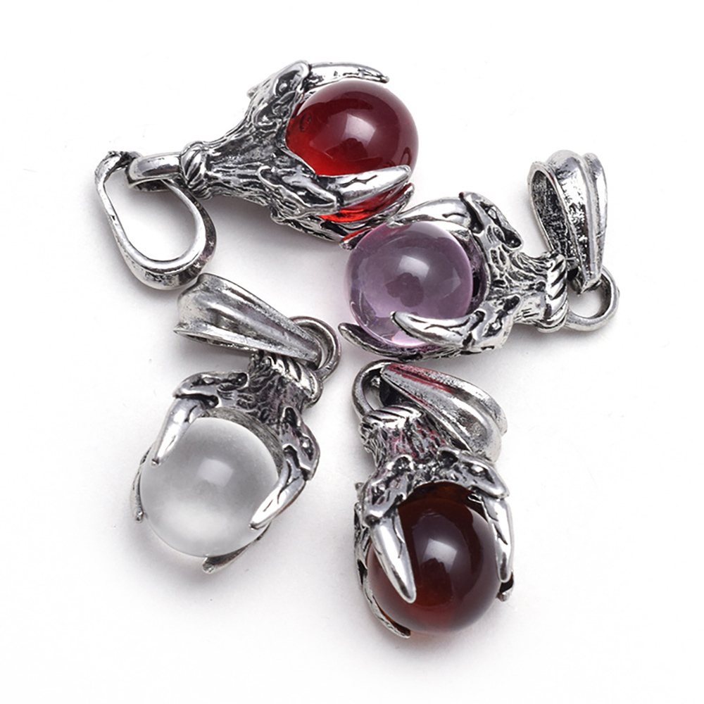 Men's stainless steel pendant necklace four teeth dragon claw beads wish pendant, both men and women