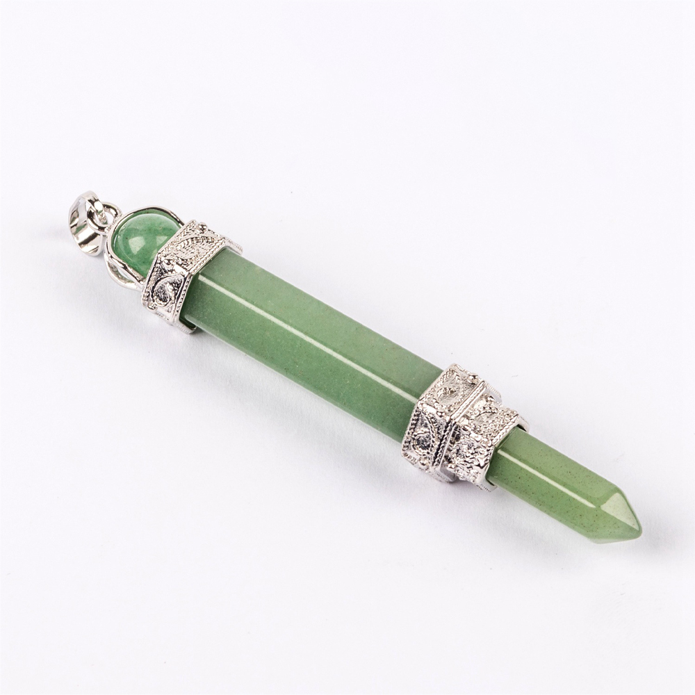 Hexagonal Pillar Gem Mace Pendant is attached to a Double Magician Pillar Crystal Pendant necklace