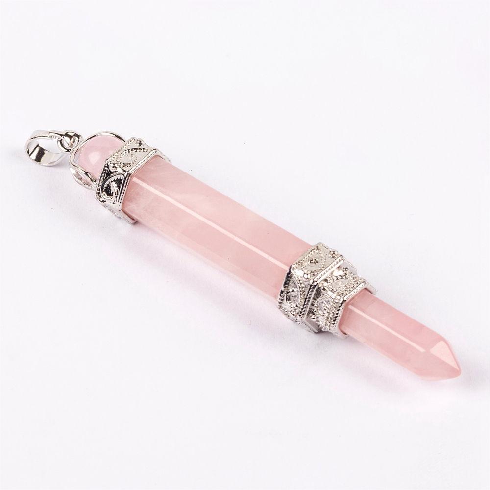 Hexagonal Pillar Gem Mace Pendant is attached to a Double Magician Pillar Crystal Pendant necklace