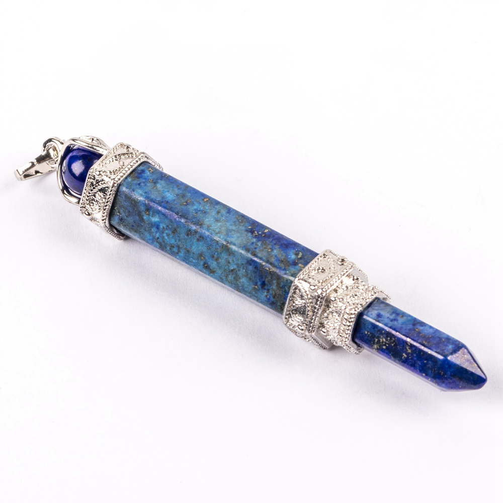 Hexagonal Pillar Gem Mace Pendant is attached to a Double Magician Pillar Crystal Pendant necklace