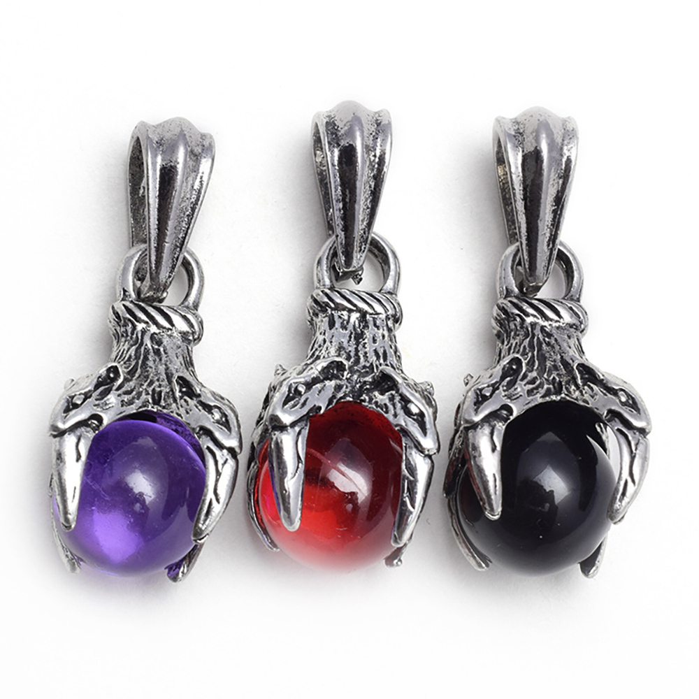 Men's stainless steel pendant necklace four teeth dragon claw beads wish pendant, both men and women
