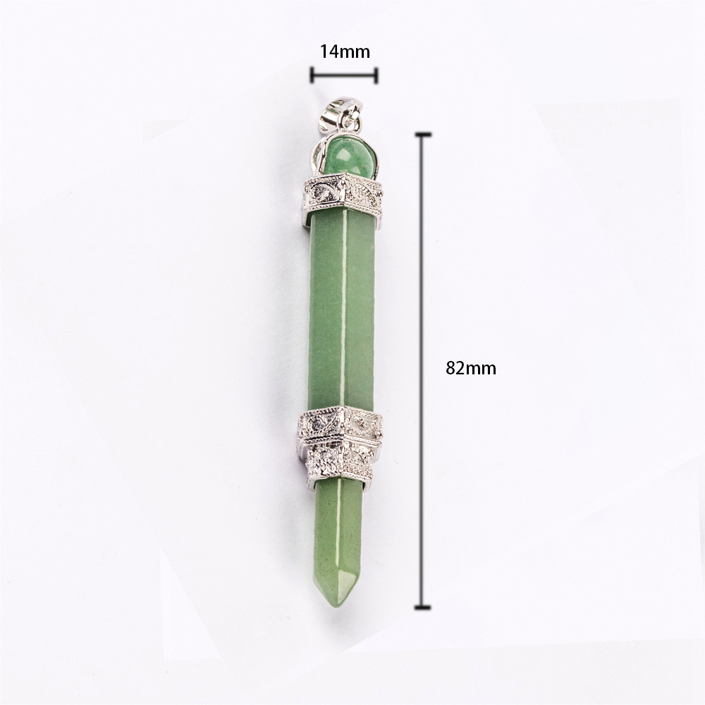 Hexagonal Pillar Gem Mace Pendant is attached to a Double Magician Pillar Crystal Pendant necklace
