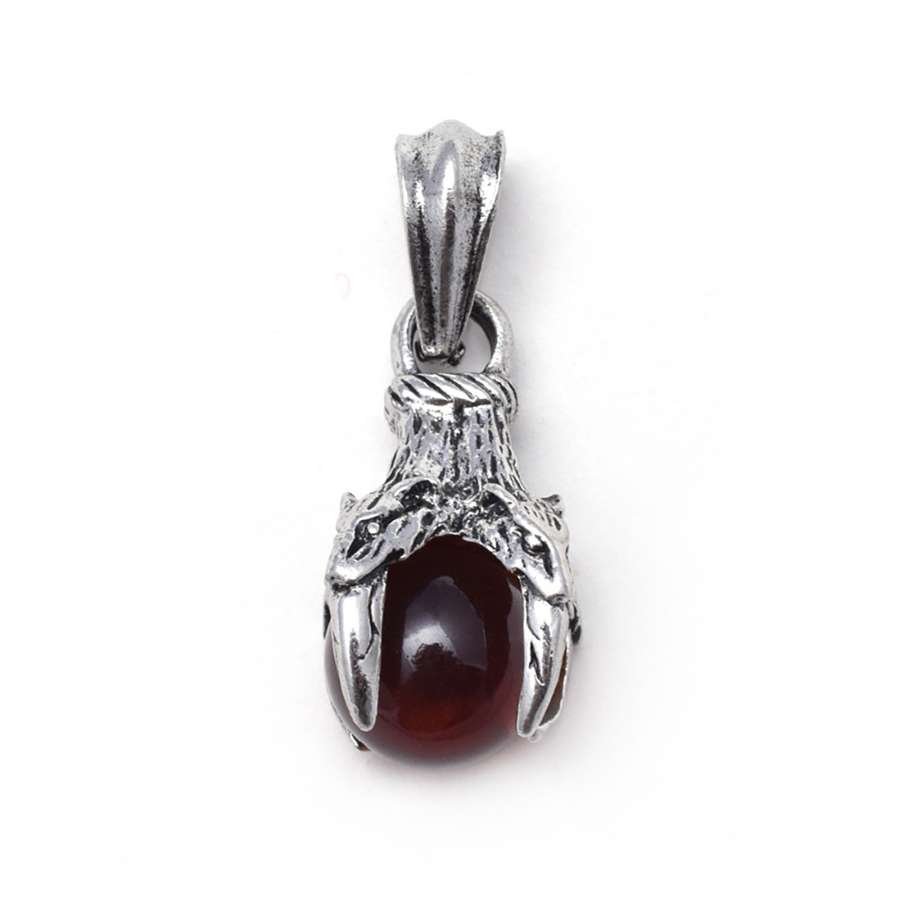 Men's stainless steel pendant necklace four teeth dragon claw beads wish pendant, both men and women