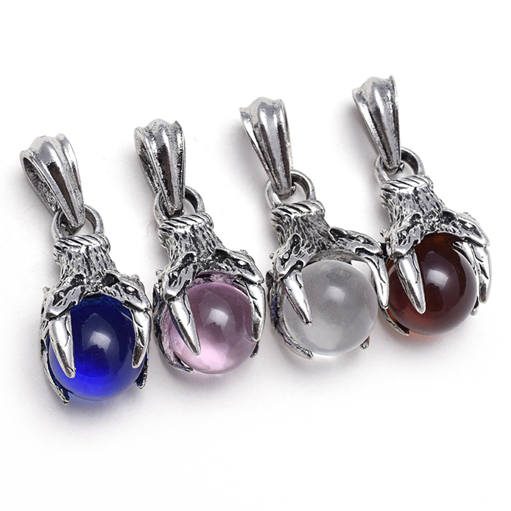 Men's stainless steel pendant necklace four teeth dragon claw beads wish pendant, both men and women