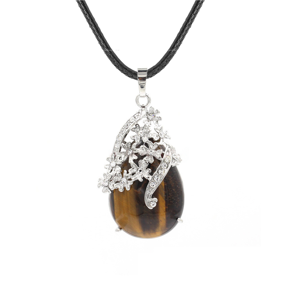 Crystal necklace diamond flower drop angel tears pendant, healing stone crystal jewelry, women, girls, men's birthday gift