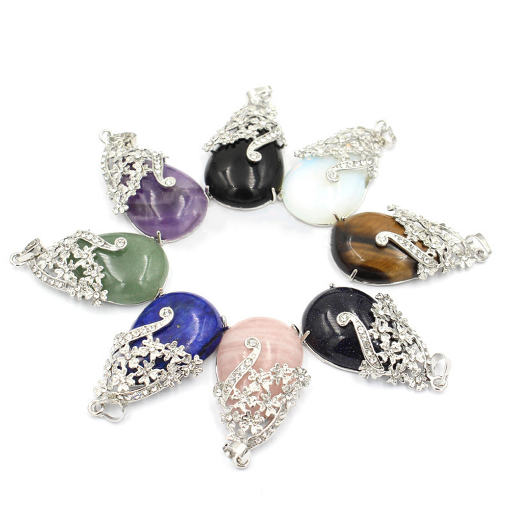 Crystal necklace diamond flower drop angel tears pendant, healing stone crystal jewelry, women, girls, men's birthday gift