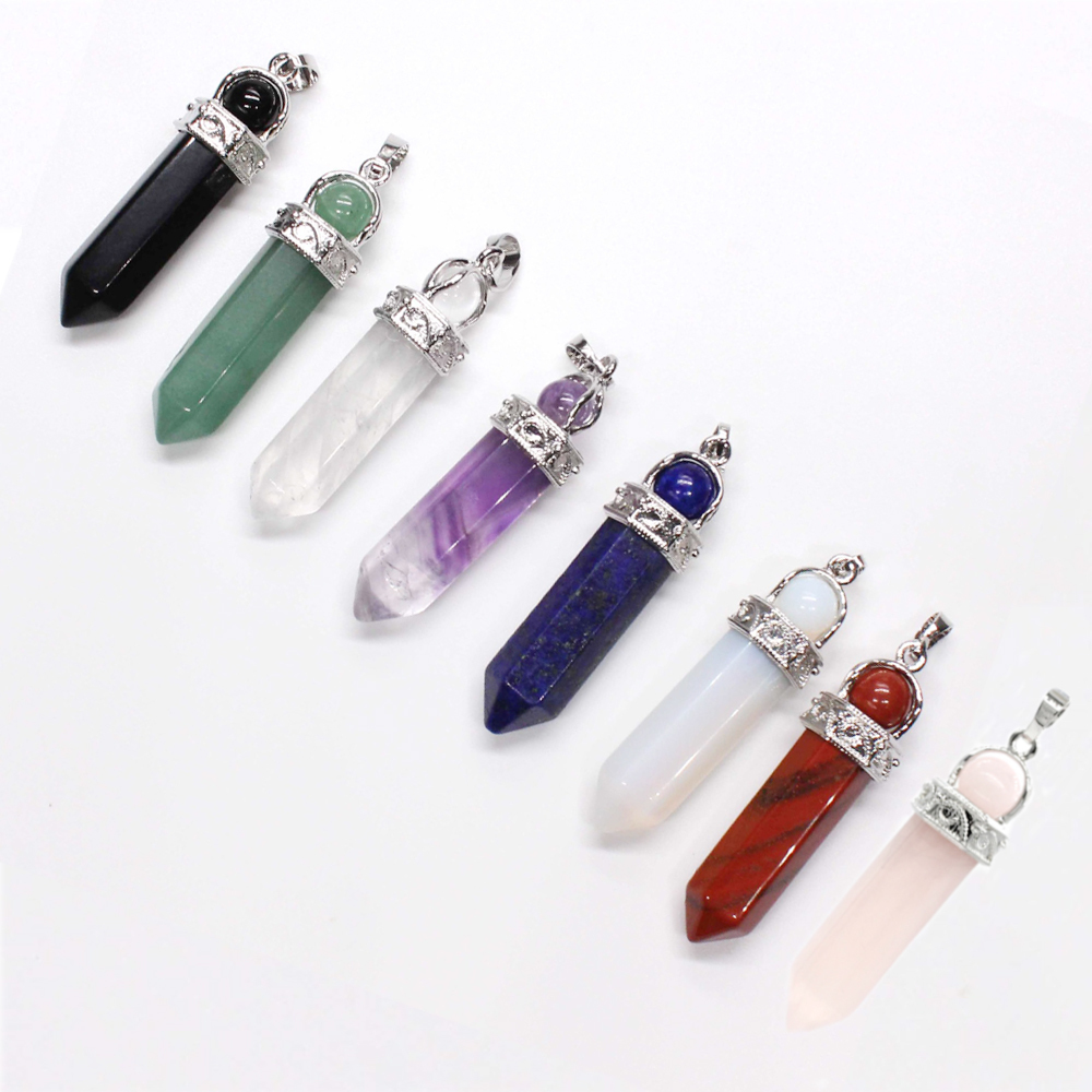 Crystal necklace hexagonal pendant six, transfer bead pendant, gem chakra healing stone crystal jewelry, women, girls, men's birthday gift