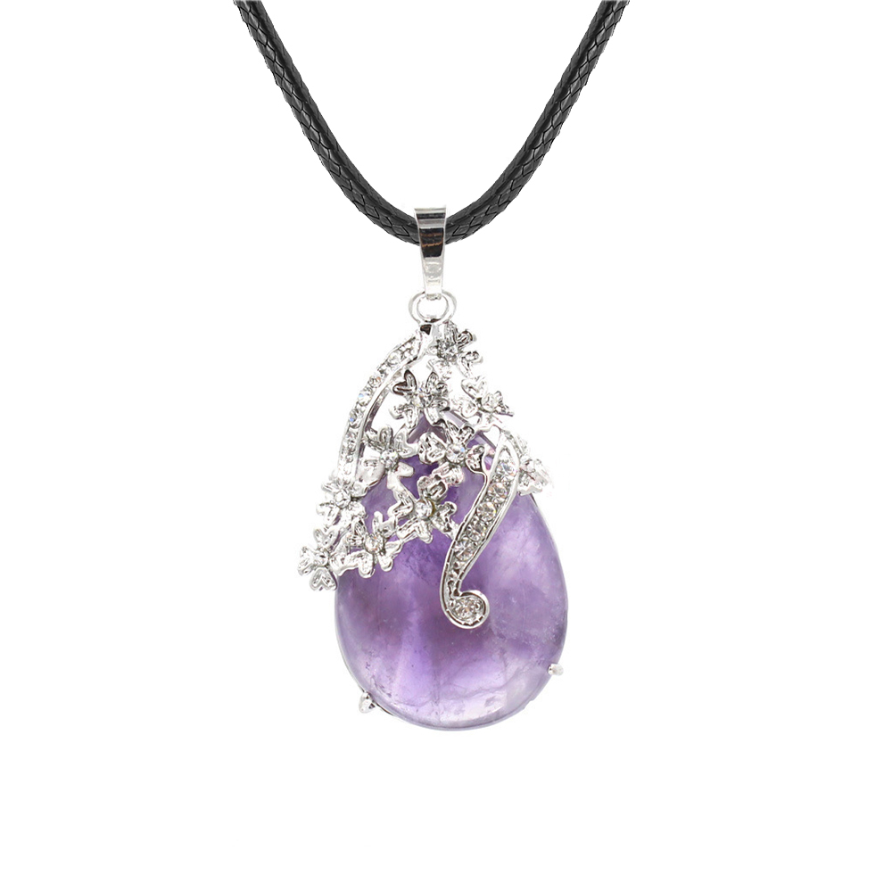 Crystal necklace diamond flower drop angel tears pendant, healing stone crystal jewelry, women, girls, men's birthday gift