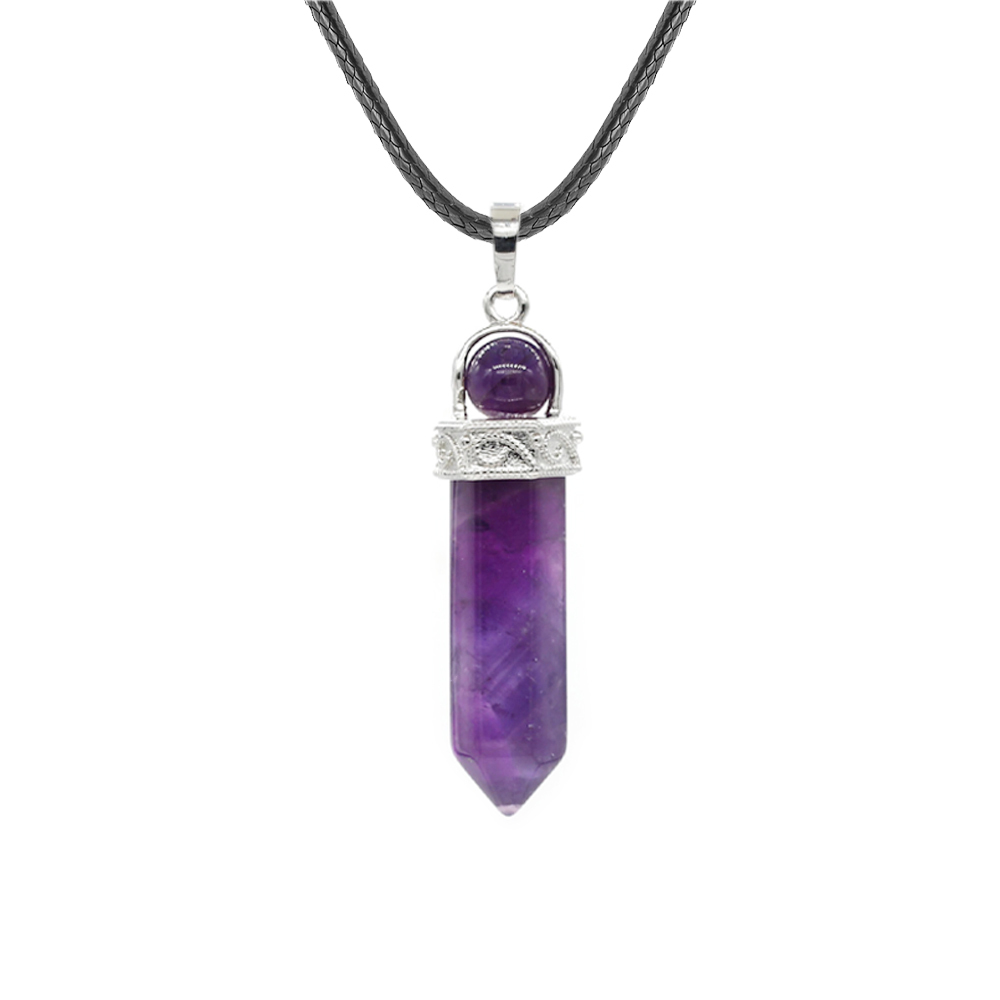 Crystal necklace hexagonal pendant six, transfer bead pendant, gem chakra healing stone crystal jewelry, women, girls, men's birthday gift