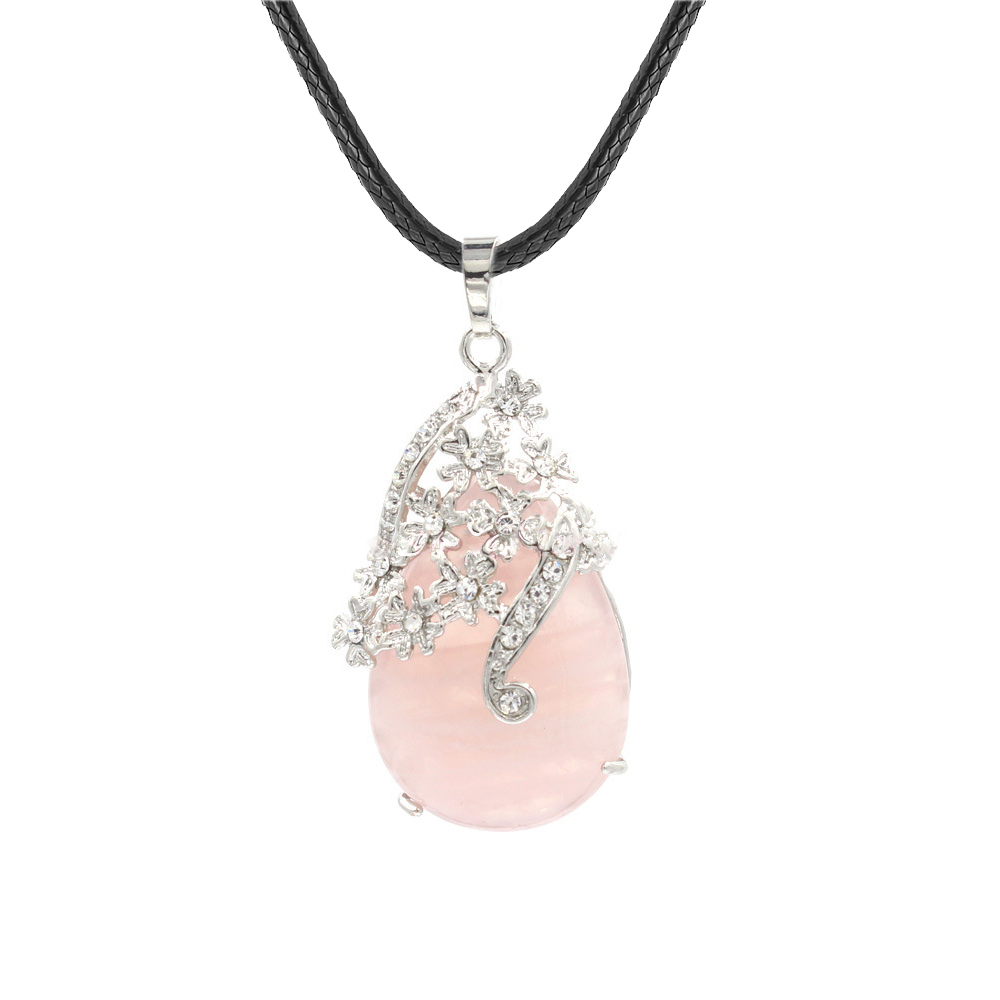 Crystal necklace diamond flower drop angel tears pendant, healing stone crystal jewelry, women, girls, men's birthday gift