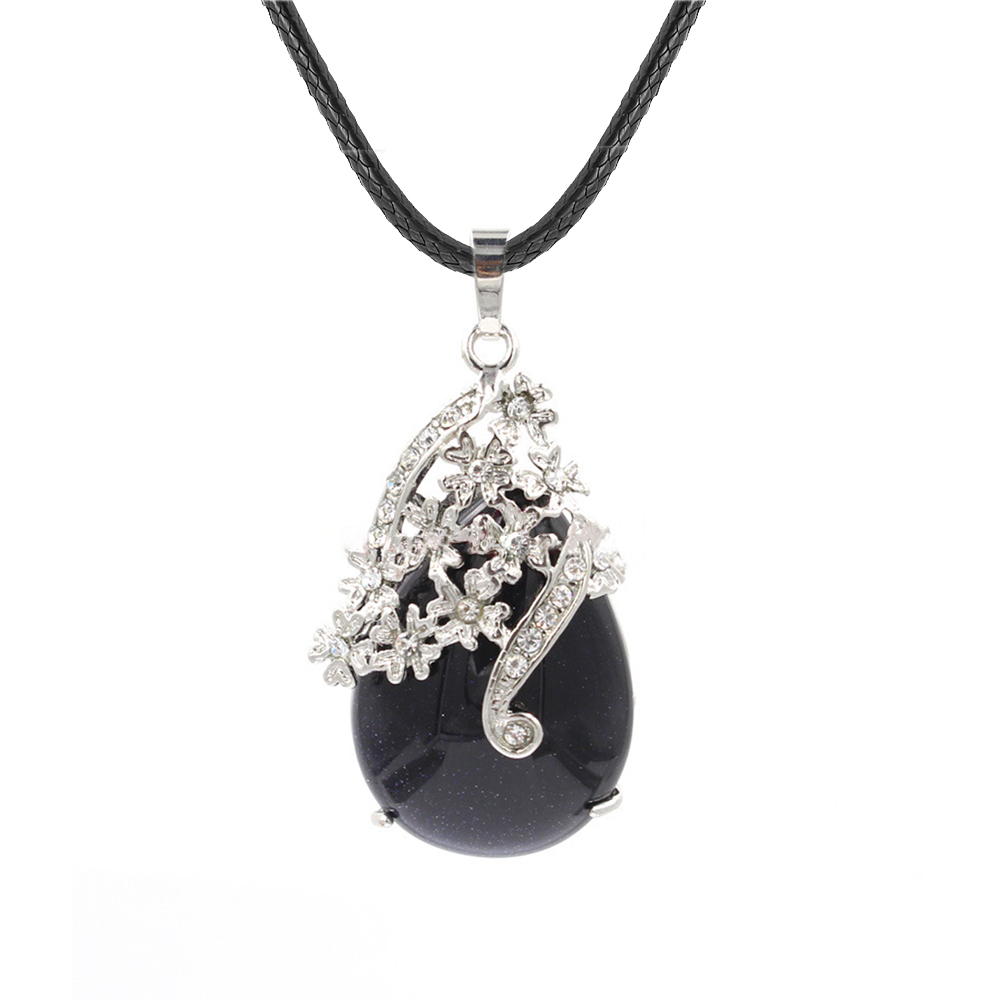 Crystal necklace diamond flower drop angel tears pendant, healing stone crystal jewelry, women, girls, men's birthday gift