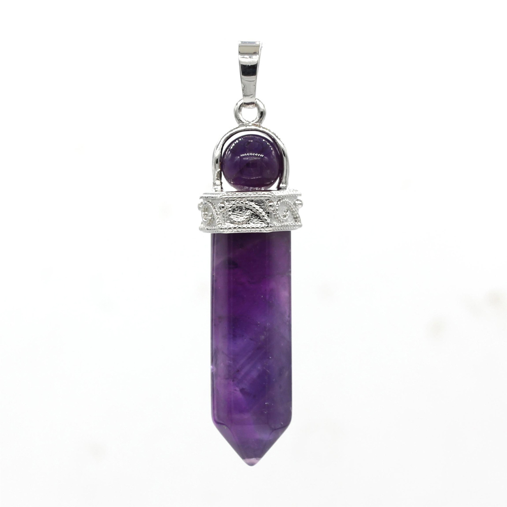 Crystal necklace hexagonal pendant six, transfer bead pendant, gem chakra healing stone crystal jewelry, women, girls, men's birthday gift