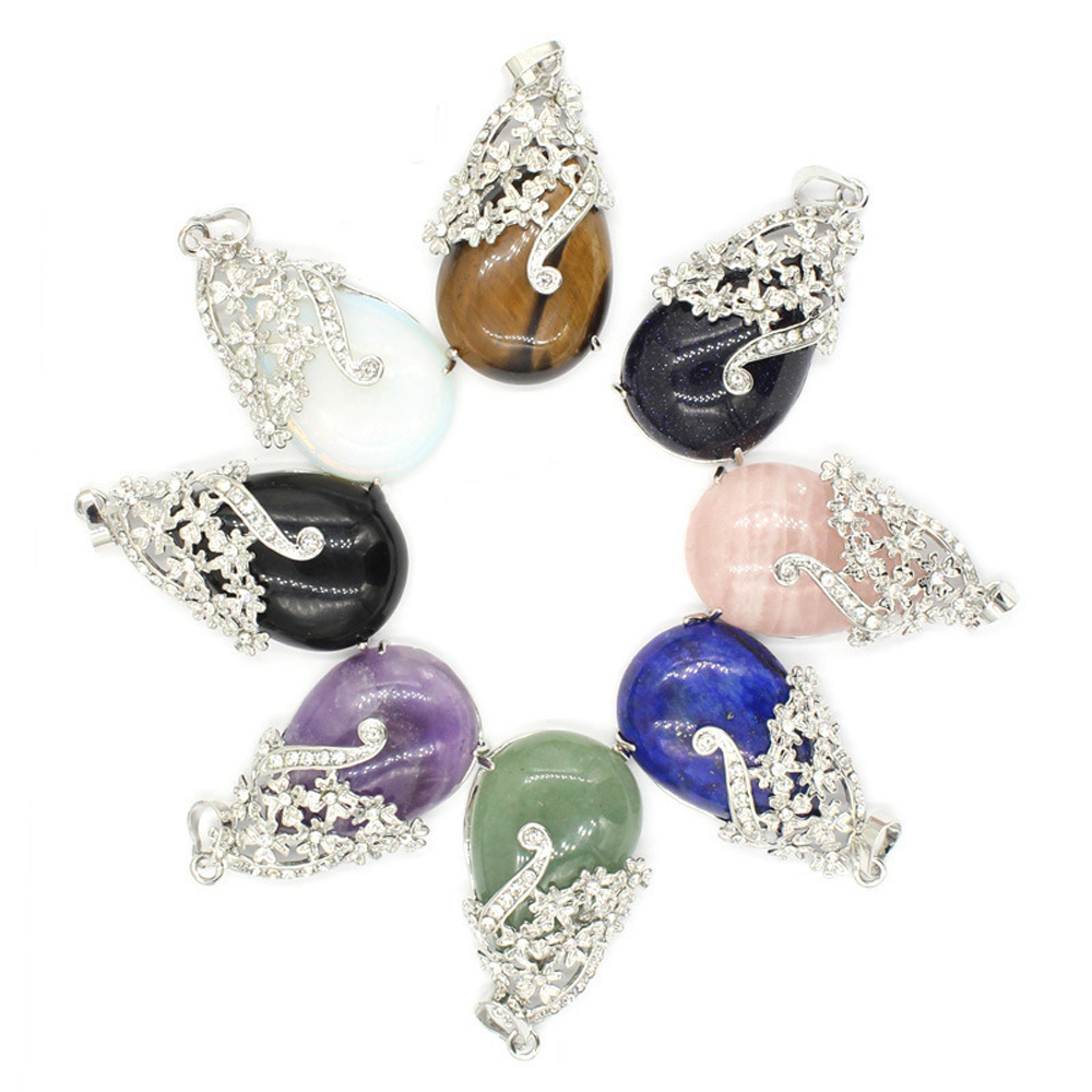 Crystal necklace diamond flower drop angel tears pendant, healing stone crystal jewelry, women, girls, men's birthday gift
