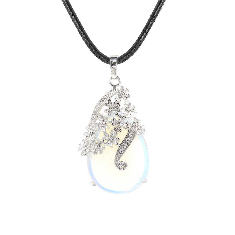 Crystal necklace diamond flower drop angel tears pendant, healing stone crystal jewelry, women, girls, men's birthday gift
