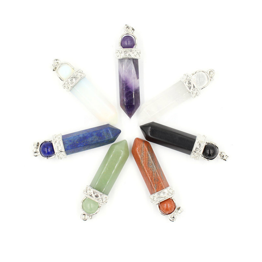 Crystal necklace hexagonal pendant six, transfer bead pendant, gem chakra healing stone crystal jewelry, women, girls, men's birthday gift