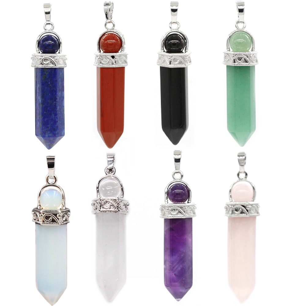 Crystal necklace hexagonal pendant six, transfer bead pendant, gem chakra healing stone crystal jewelry, women, girls, men's birthday gift