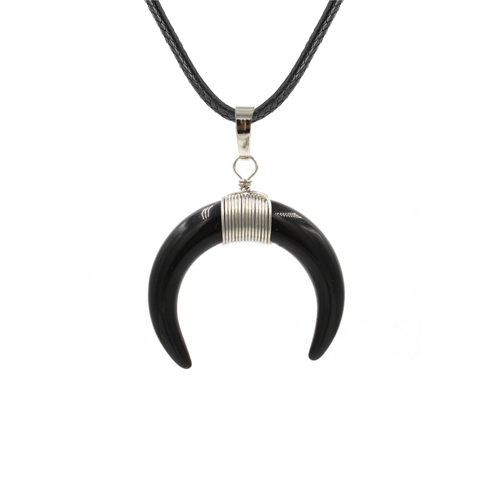 Cresent Moon Horn Pendant Necklaces Women Moon Gothic Choker Necklace