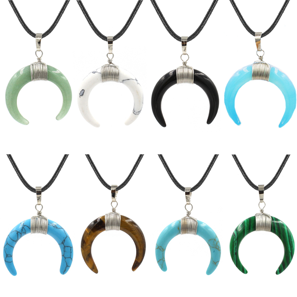 Cresent Moon Horn Pendant Necklaces Women Moon Gothic Choker Necklace