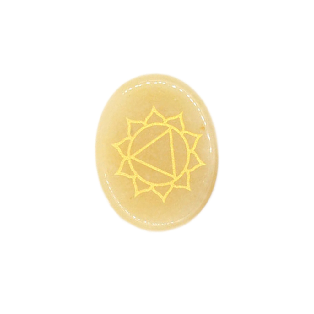 Chakra stone set - healing crystal with carved chakra symbols of oval stone chakra stone artifacts