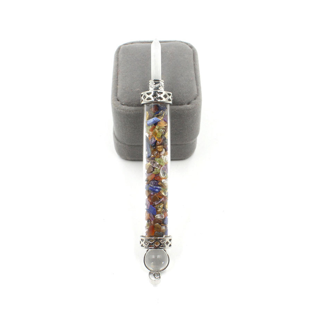 Chakra stone scepter energy emitter gravel wishing bottle artwork pendant necklace
