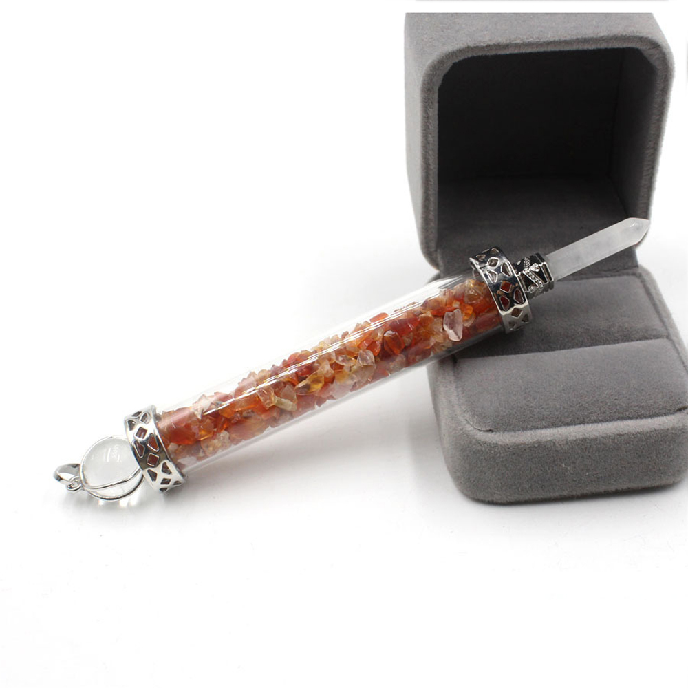 Chakra stone scepter energy emitter gravel wishing bottle artwork pendant necklace