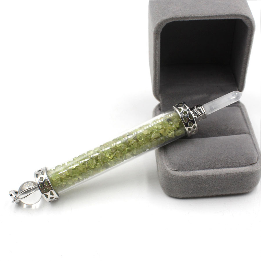 Chakra stone scepter energy emitter gravel wishing bottle artwork pendant necklace
