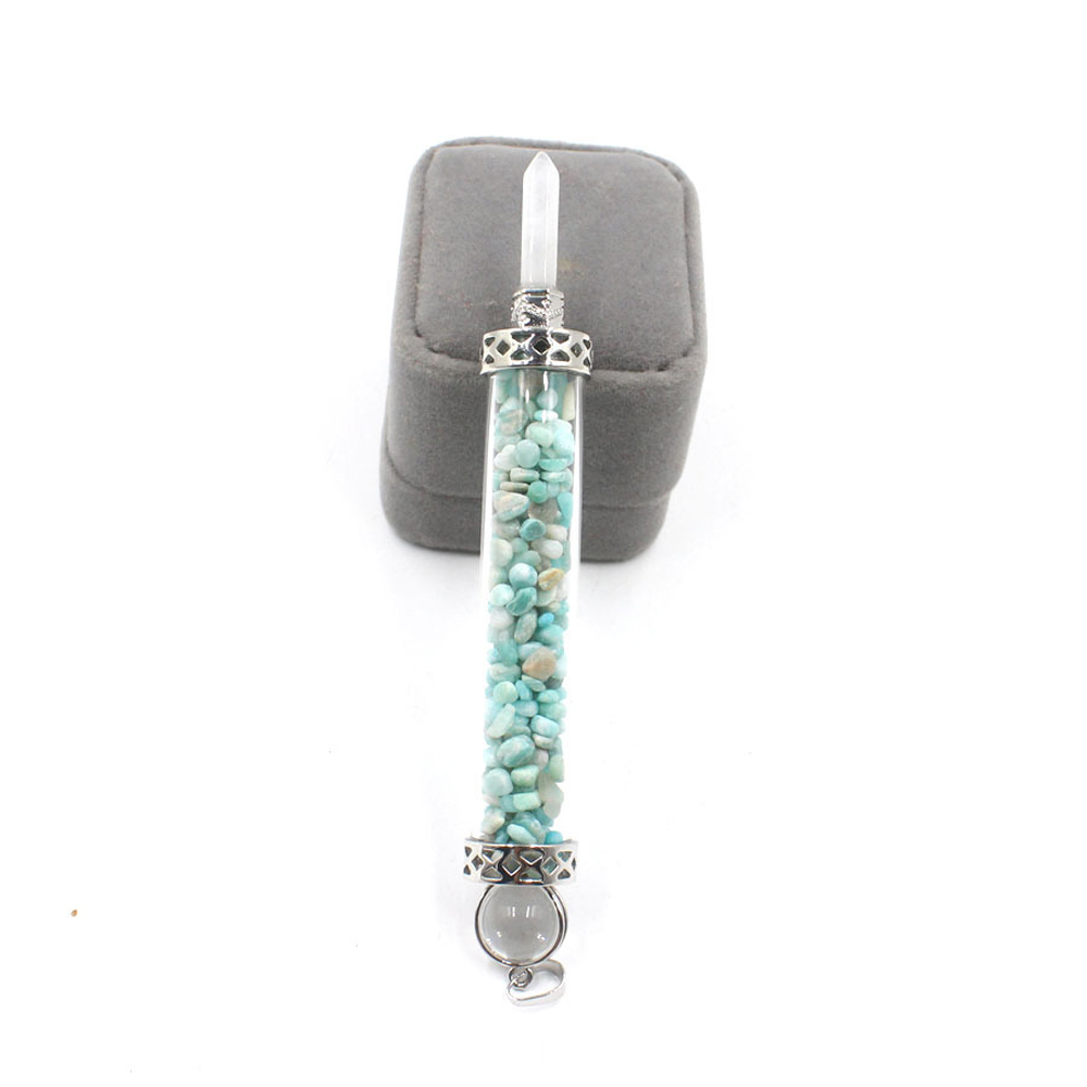 Chakra stone scepter energy emitter gravel wishing bottle artwork pendant necklace