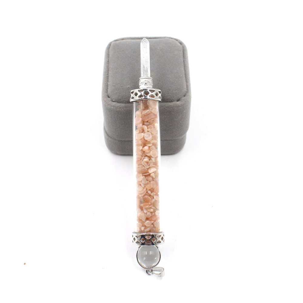 Chakra stone scepter energy emitter gravel wishing bottle artwork pendant necklace