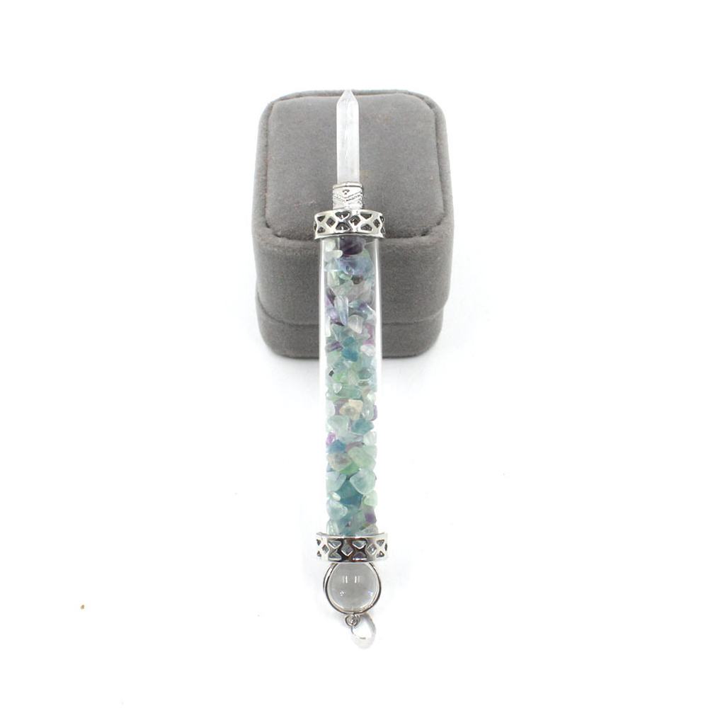 Chakra stone scepter energy emitter gravel wishing bottle artwork pendant necklace