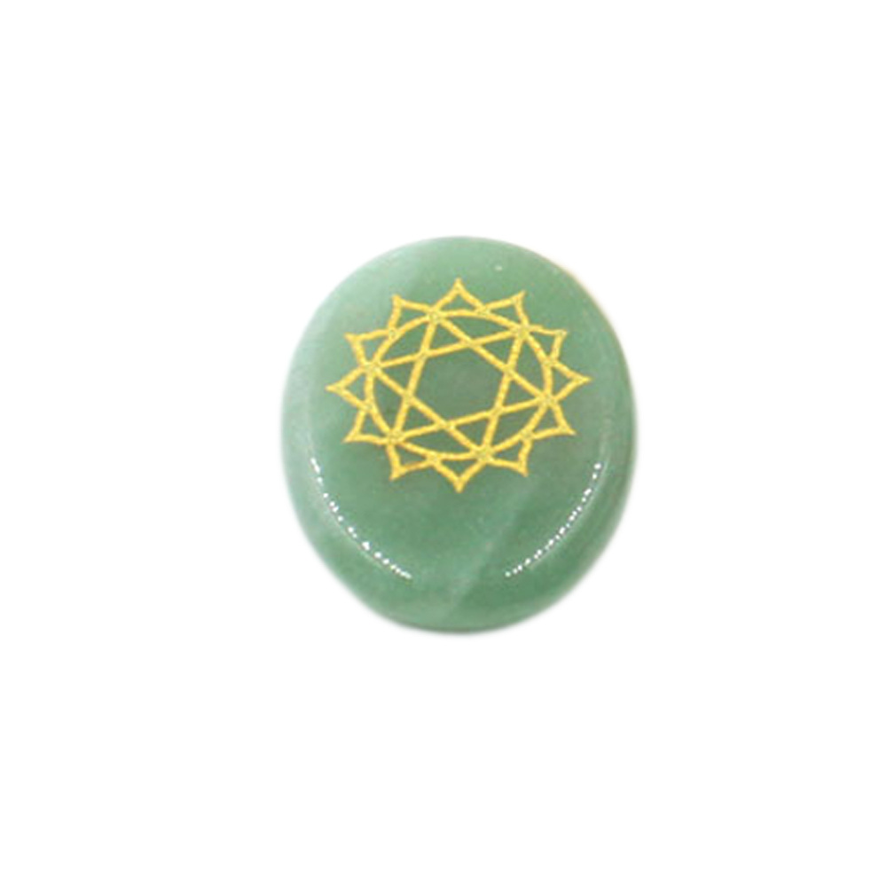 Chakra stone set - healing crystal with carved chakra symbols of oval stone chakra stone artifacts