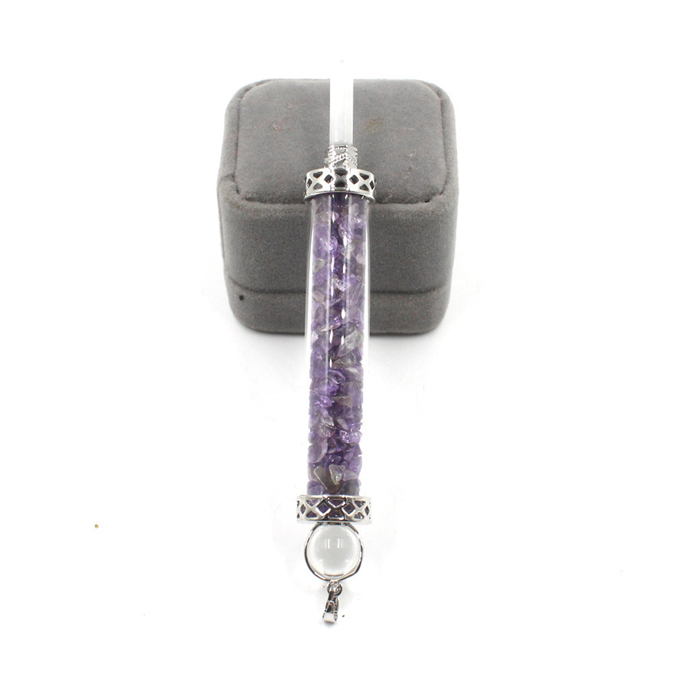 Chakra stone scepter energy emitter gravel wishing bottle artwork pendant necklace