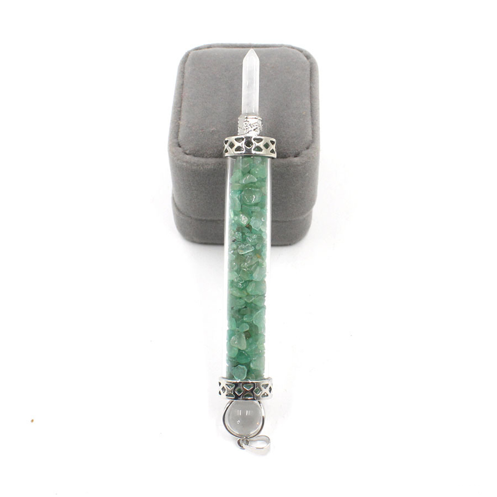 Chakra stone scepter energy emitter gravel wishing bottle artwork pendant necklace