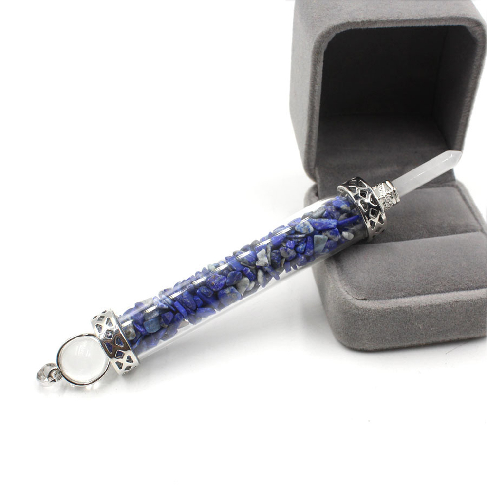 Chakra stone scepter energy emitter gravel wishing bottle artwork pendant necklace