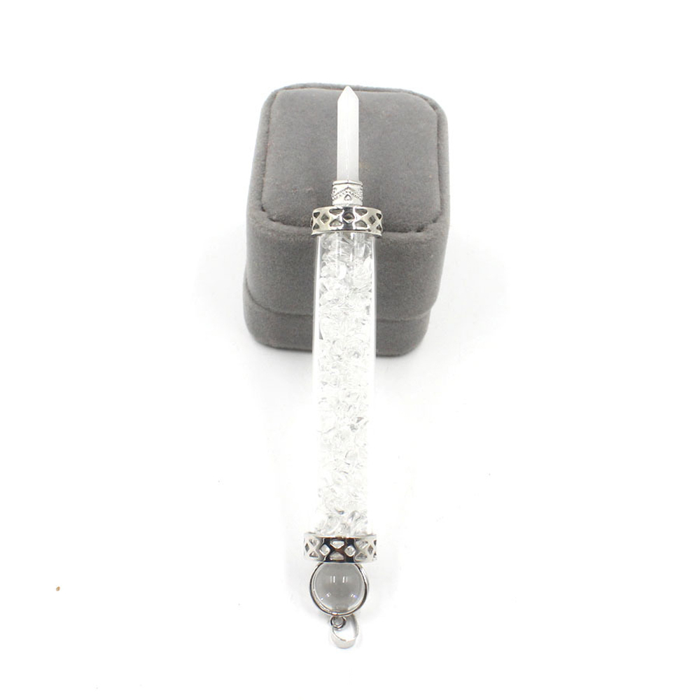Chakra stone scepter energy emitter gravel wishing bottle artwork pendant necklace