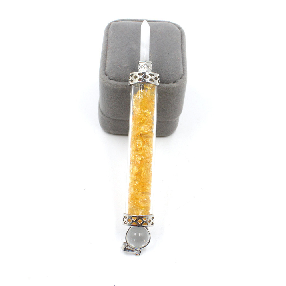 Chakra stone scepter energy emitter gravel wishing bottle artwork pendant necklace